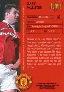 1998 Futera Manchester United #16 Gary Pallister Back