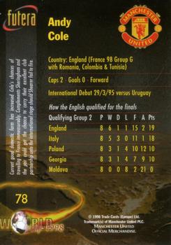 1998 Futera Manchester United #78 Andy Cole Back