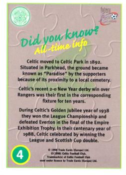 1997-98 Futera Celtic Fans Selection #4 Team Puzzle Back