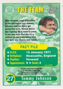 1997-98 Futera Celtic Fans Selection #27 Tommy Johnson Back