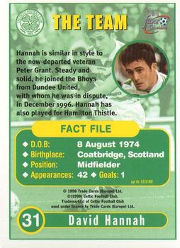 1997-98 Futera Celtic Fans Selection #31 David Hannah Back