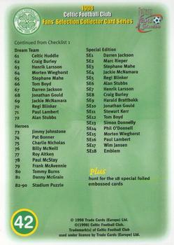1997-98 Futera Celtic Fans Selection #42 Checklist 2 Back