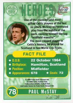 1997-98 Futera Celtic Fans Selection #78 Paul McStay Back
