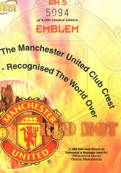 1998 Futera Manchester United - Red Hot #RH5 Emblem Back