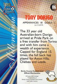 2000 Futera Fans Selection Derby County - Foil #6 Tony Dorigo Back