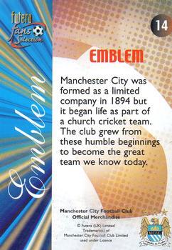 2000 Futera Fans Selection Manchester City - Foil #14 The Emblem Back
