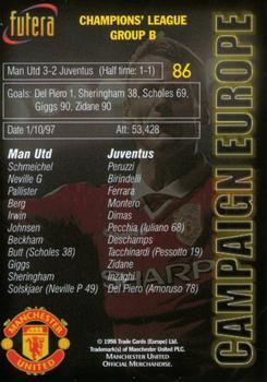 1998 Futera Manchester United - Foil #86 Man Utd 3 Juventus 2 Back