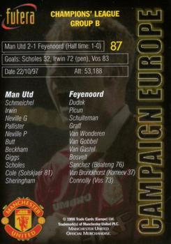 1998 Futera Manchester United - Foil #87 Man Utd 2 Feyenoord 1 Back