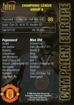 1998 Futera Manchester United - Foil #88 Feyenoord 1 Man Utd 3 Back