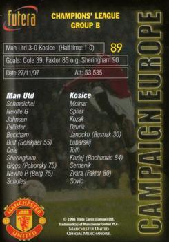 1998 Futera Manchester United - Foil #89 Man Utd 3 Kosice 0 Back