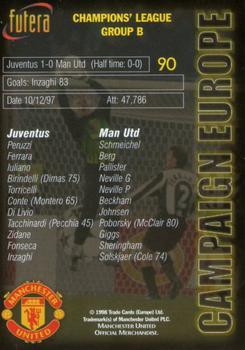 1998 Futera Manchester United - Foil #90 Juventus 1 Man Utd 0 Back