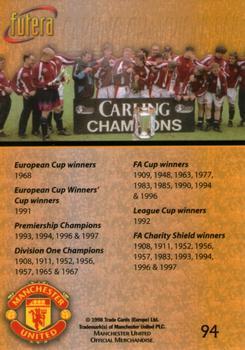 1998 Futera Manchester United - Foil #94 Carling Champions 96/97 Back
