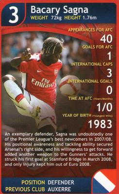 2009 Top Trumps Specials Arsenal #NNO Bacary Sagna Front
