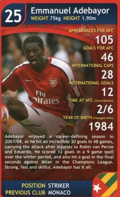 2009 Top Trumps Specials Arsenal #NNO Emmanuel Adebayor Front