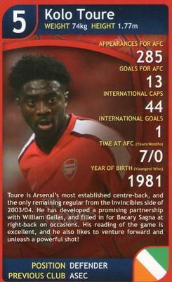 2009 Top Trumps Specials Arsenal #NNO Kolo Toure Front