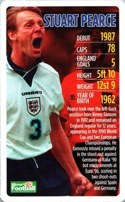 2010 Top Trumps England Daily Mirror #NNO Stuart Pearce Front