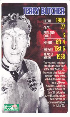 2010 Top Trumps England Daily Mirror #NNO Terry Butcher Front