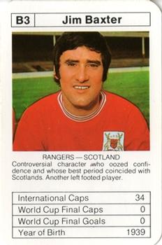1977-78 Ace Sporting Aces Bobby Charlton World Cup Aces #B3 Jim Baxter Front