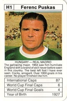 1977-78 Ace Sporting Aces Bobby Charlton World Cup Aces #H1 Ferenc Puskas Front