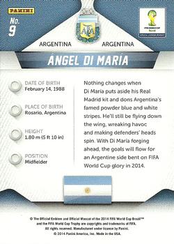 2014 Panini Prizm FIFA World Cup Brazil #9 Angel Di Maria Back