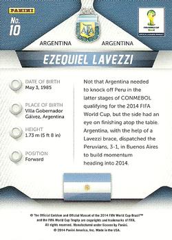 2014 Panini Prizm FIFA World Cup Brazil #10 Ezequiel Lavezzi Back