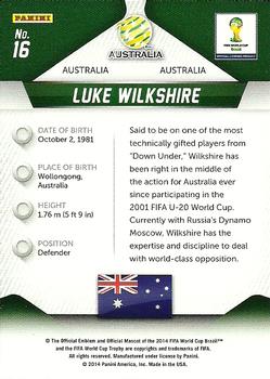 2014 Panini Prizm FIFA World Cup Brazil #16 Luke Wilkshire Back