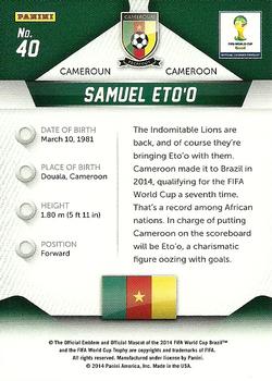 2014 Panini Prizm FIFA World Cup Brazil #40 Samuel Eto'o Back