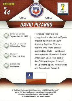 2014 Panini Prizm FIFA World Cup Brazil #44 David Pizarro Back