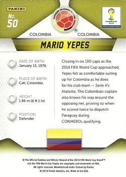 2014 Panini Prizm FIFA World Cup Brazil #50 Mario Yepes Back