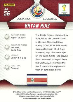 2014 Panini Prizm FIFA World Cup Brazil #56 Bryan Ruiz Back