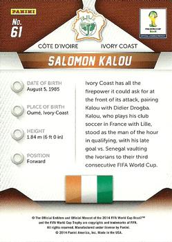 2014 Panini Prizm FIFA World Cup Brazil #61 Salomon Kalou Back