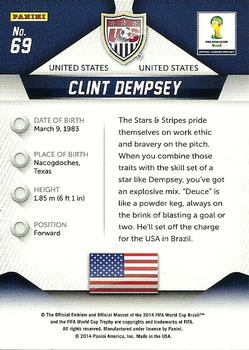 2014 Panini Prizm FIFA World Cup Brazil #69 Clint Dempsey Back