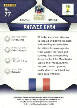 2014 Panini Prizm FIFA World Cup Brazil #77 Patrice Evra Back
