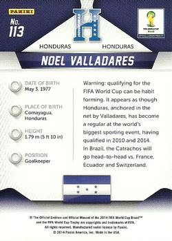 2014 Panini Prizm FIFA World Cup Brazil #113 Noel Valladares Back