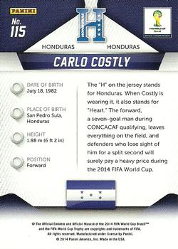 PANINI 411 Carlo Costly HONDURAS fifa world cup 2014 Brasile 
