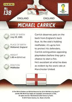 2014 Panini Prizm FIFA World Cup Brazil #138 Michael Carrick Back
