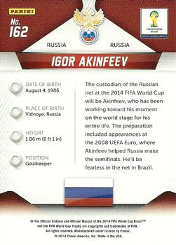 2014 Panini Prizm FIFA World Cup Brazil #162 Igor Akinfeev Back