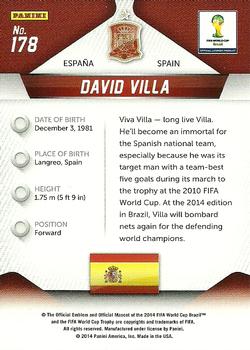 2014 Panini Prizm FIFA World Cup Brazil #178 David Villa Back