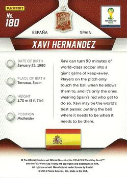 2014 Panini Prizm FIFA World Cup Brazil #180 Xavi Hernandez Back