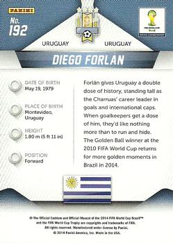 2014 Panini Prizm FIFA World Cup Brazil #192 Diego Forlan Back