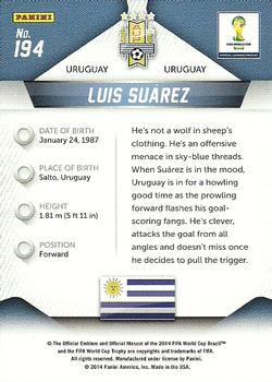 2014 Panini Prizm FIFA World Cup Brazil #194 Luis Suarez Back