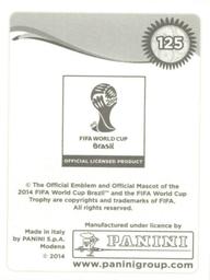 2014 Panini FIFA World Cup Brazil Stickers #125 David Villa Back