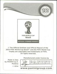 2014 Panini FIFA World Cup Brazil Stickers #191 Camilo Zuniga Back