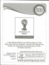 2014 Panini FIFA World Cup Brazil Stickers #192 Aldo Ramirez Back