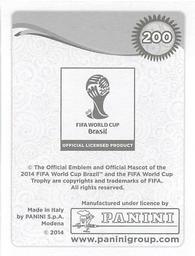 2014 Panini FIFA World Cup Brazil Stickers #200 Teofilo Gutierrez Back