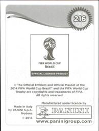 2014 Panini FIFA World Cup Brazil Stickers #216 Panagiotis Kone Back