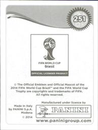 2014 Panini FIFA World Cup Brazil Stickers #251 Yasuhito Endo Back
