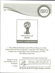 2014 Panini FIFA World Cup Brazil Stickers #274 Christian Stuani Back