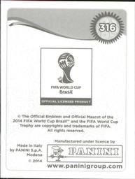 2014 Panini FIFA World Cup Brazil Stickers #316 Wayne Rooney Back