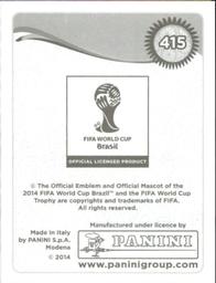 2014 Panini FIFA World Cup Brazil Stickers #415 Pablo Zabaleta Back